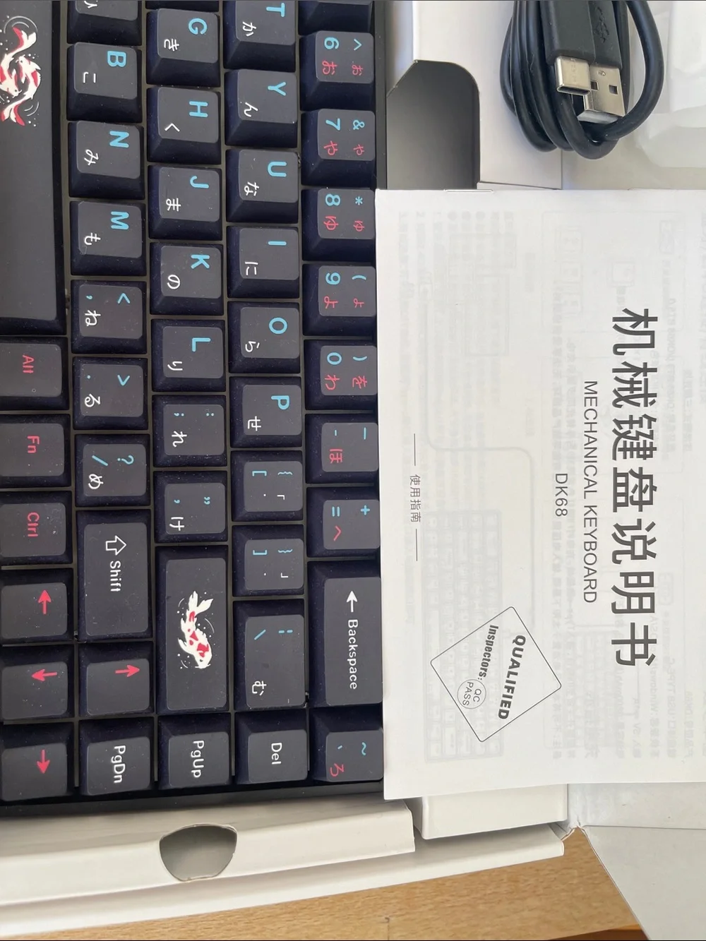 Black Custom koi key caps with cherry red switches, 60% (perfect for gaming)